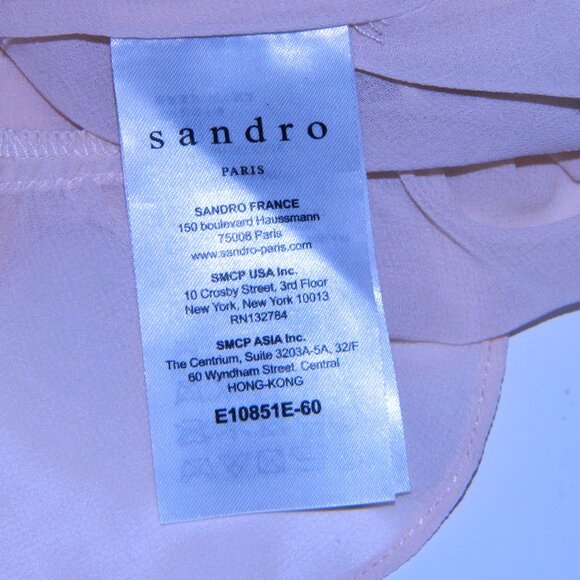 Sandro Holiday Party Designer Lace Copped Chiffon Hem Blouse Top Size M - Picture 8 of 8